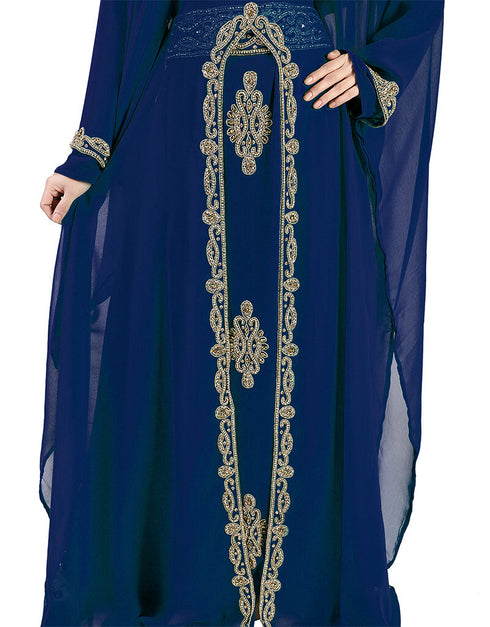 Traditional Blue Colored Georgette Heavy Farasha